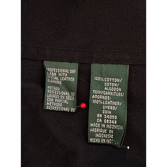 Lauren Ralph Lauren Black Full-Length Canvas Duster W/Brown Suede Collar Size S - Picture 10 of 11